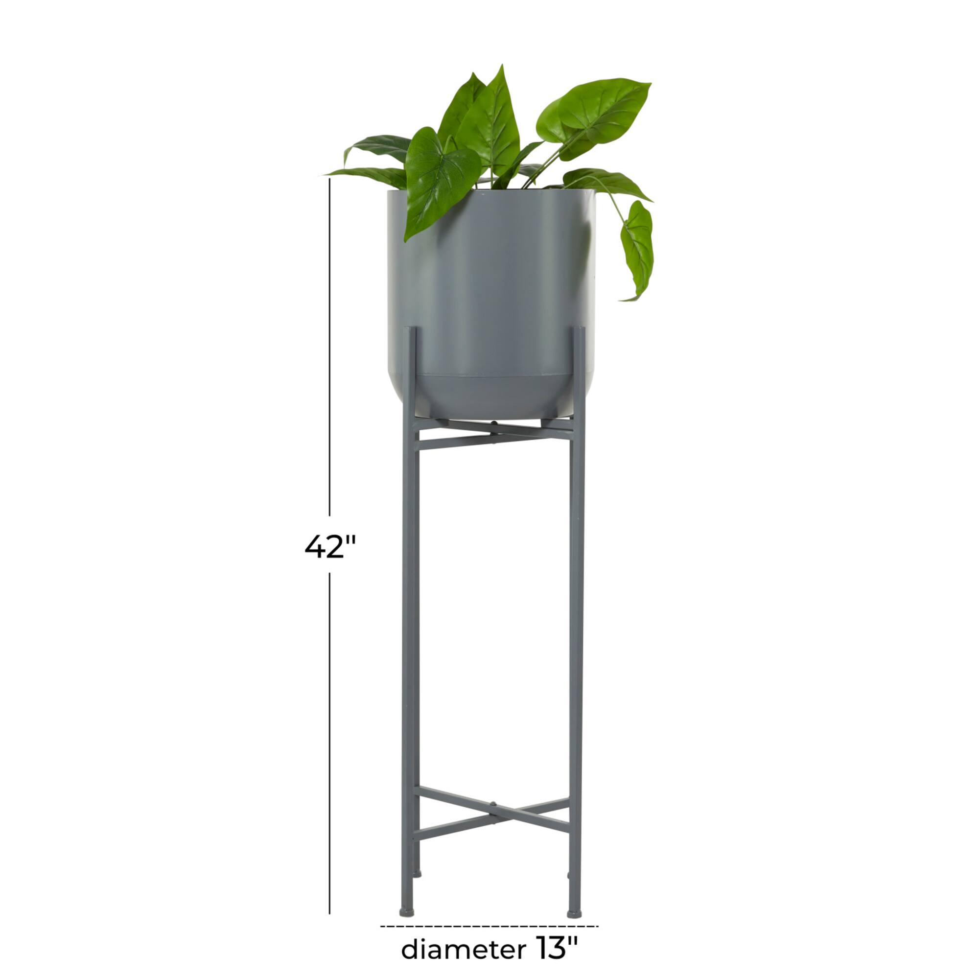 Grey Modern Planter, 13" x 13" x 42"